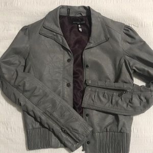 Affliction “Kenia” Gray Faux Leather Biker Jacket